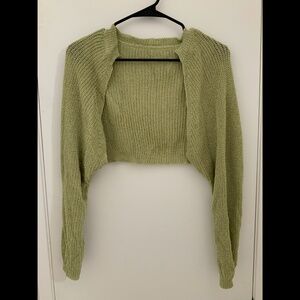 green cropped cardigan